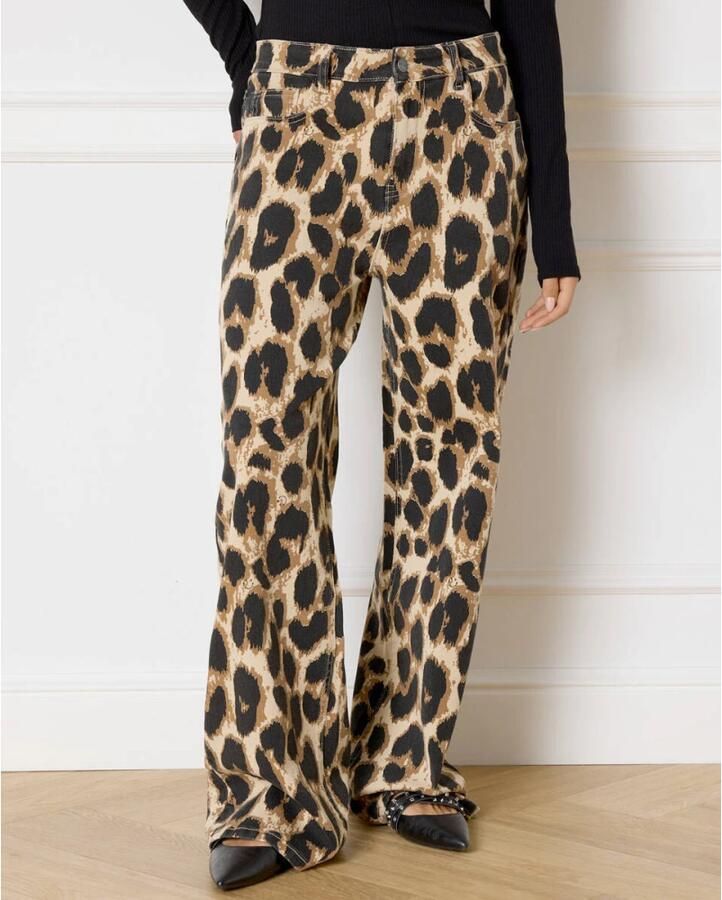 Refined Department Luipaardprint Wijde Broek Brown Dames - Foto 7