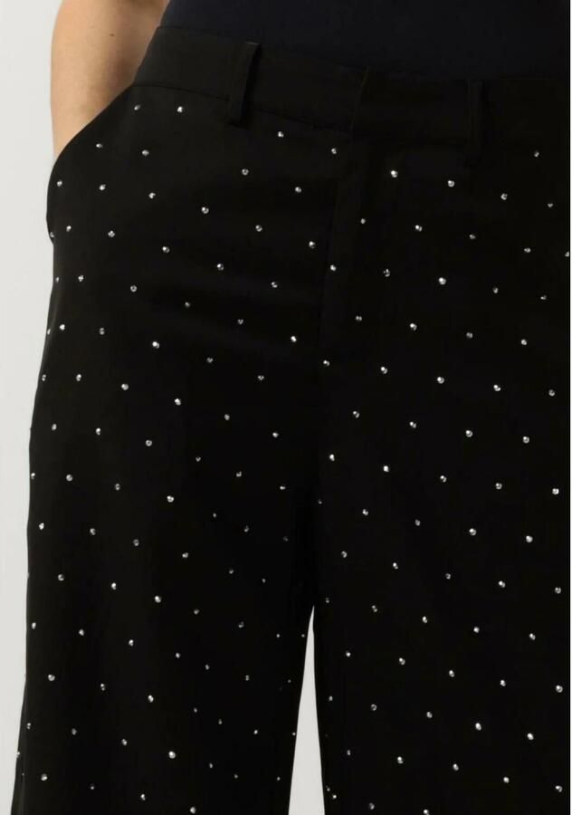 Refined Department high waist straight fit pantalon Neya met studs zwart