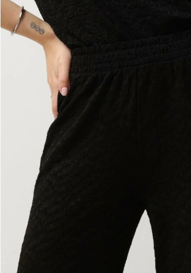 Refined Department high waist wide leg pantalon Nova met ingebreid patroon en textuur zwart