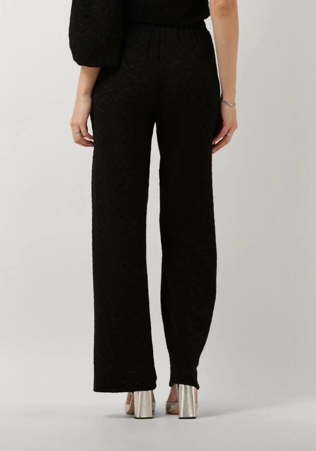 Refined Department high waist wide leg pantalon Nova met ingebreid patroon en textuur zwart - Foto 2