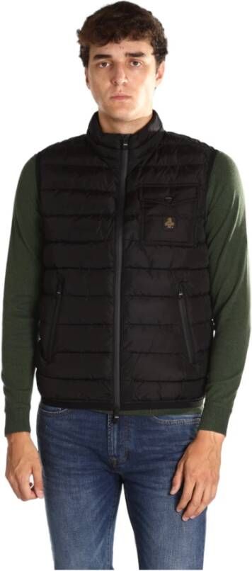 RefrigiWear Hoge Kraag Jas met Ritssluiting en Logo Patch Zwart Heren