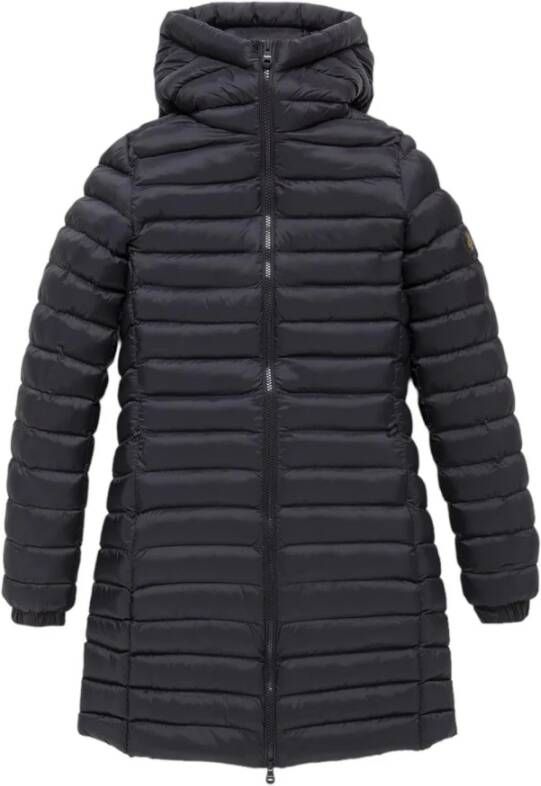 RefrigiWear Lange gewatteerde donsjas met capuchon Black Dames