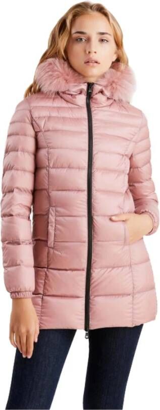 RefrigiWear Roze Gewatteerde Donsjas met Bontcapuchon Pink Dames