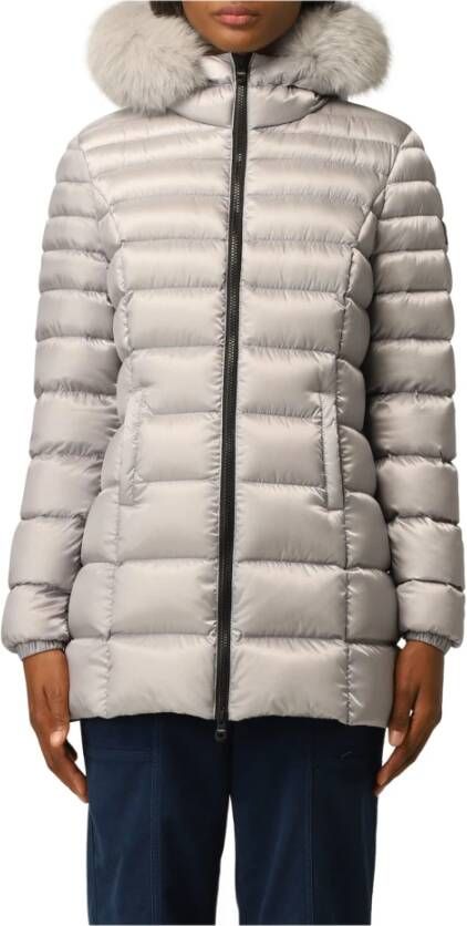 RefrigiWear Grijze Gewatteerde Donsjas met Bont Capuchon Gray Dames