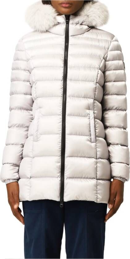 RefrigiWear Witte Gewatteerde Donsjas met Bontkraag White Dames