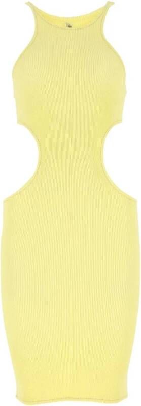 Reina Olga Pastel gele stretch nylon ele mini -jurk Yellow Dames