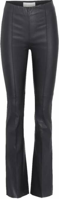 Remain Birger Christensen Bloemen bootcut lederen broek Zwart Dames