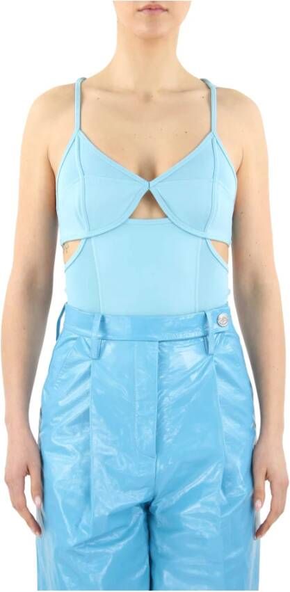 Remain Birger Christensen Blauwe Cut-Out Lingerie Style Body Blue Dames