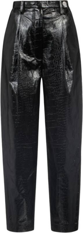 Remain Birger Christensen Brede lederen broek Zwart Dames