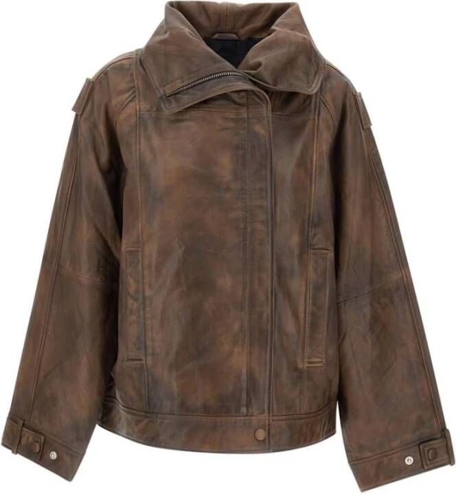 Remain Birger Christensen Leather Jackets Bruin Dames