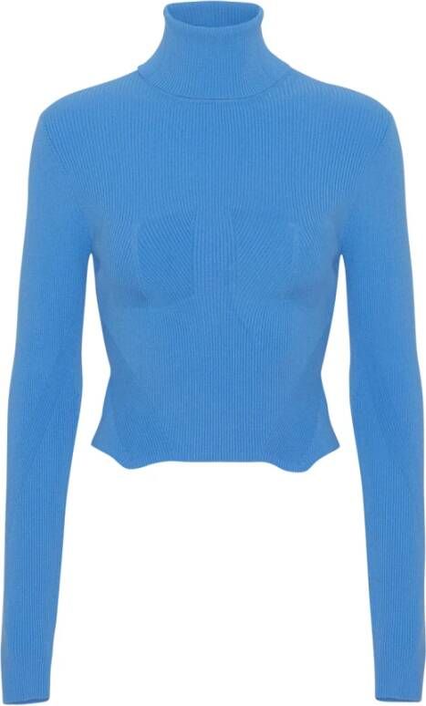 Remain Birger Christensen Olga gebreide Turtleneck -trui Blauw Dames