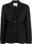Remain Birger Christensen Zwarte Gedrapeerde Blazer met Knoopsluiting Zwart Dames - Thumbnail 1