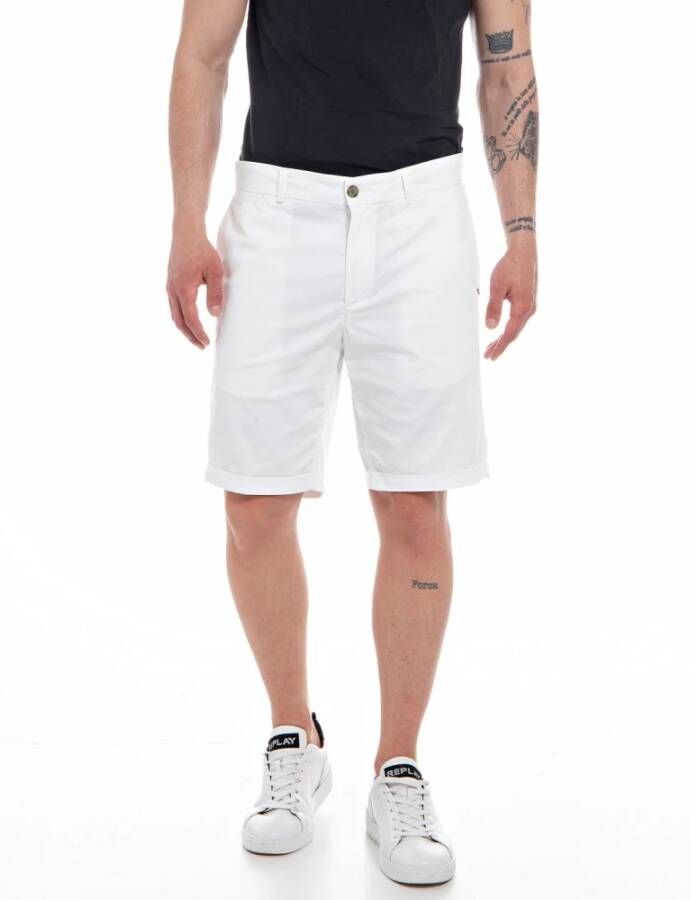 Replay Witte Slim Fit Katoenen Shorts White Heren - Foto 3