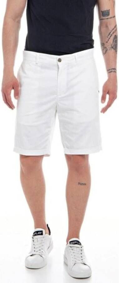 Replay Witte Slim Fit Katoenen Shorts White Heren - Foto 2