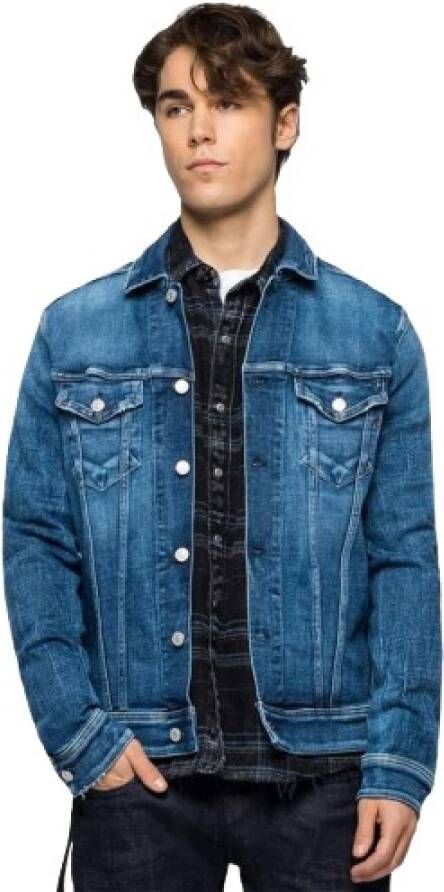 Replay Heren Denim Jack Mv842C.000.141704.009 Blue Heren