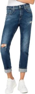 Replay Jeans Boy Fit Marty Rose Label Blauw Dames