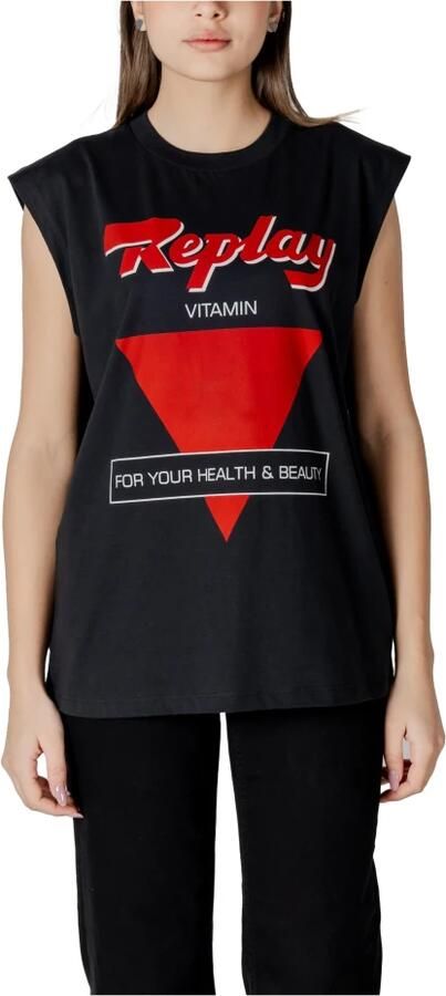 Replay Bedrukte T-shirt met korte mouwen Black Dames - Foto 3