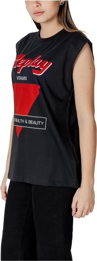 Replay Bedrukte T-shirt met korte mouwen Black Dames - Foto 2