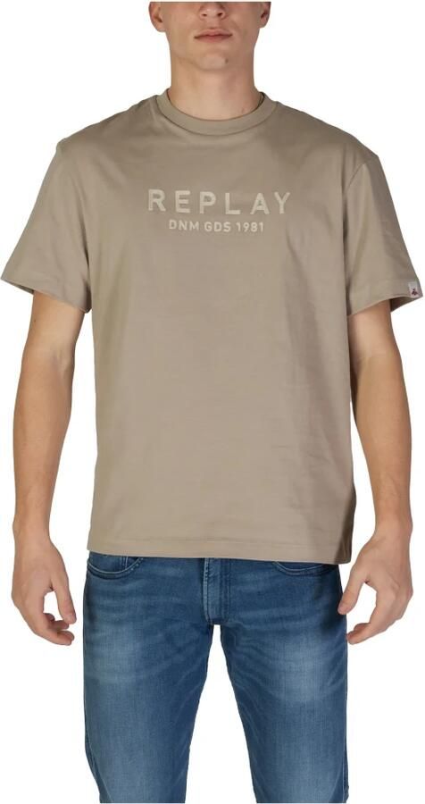 Replay Katoenen T-shirt Korte Mouwen Lente Zomer Beige Heren - Foto 3