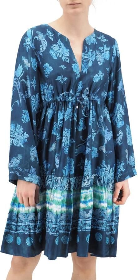 Replay Knielange jurk met all-over motief en volantzoom