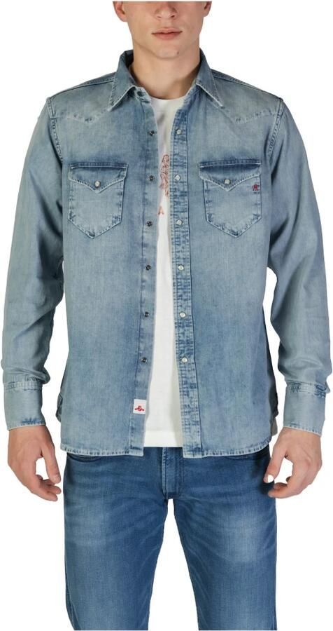 Replay Regular fit jeansoverhemd met opgestikte paspelzakken op de borst - Foto 5