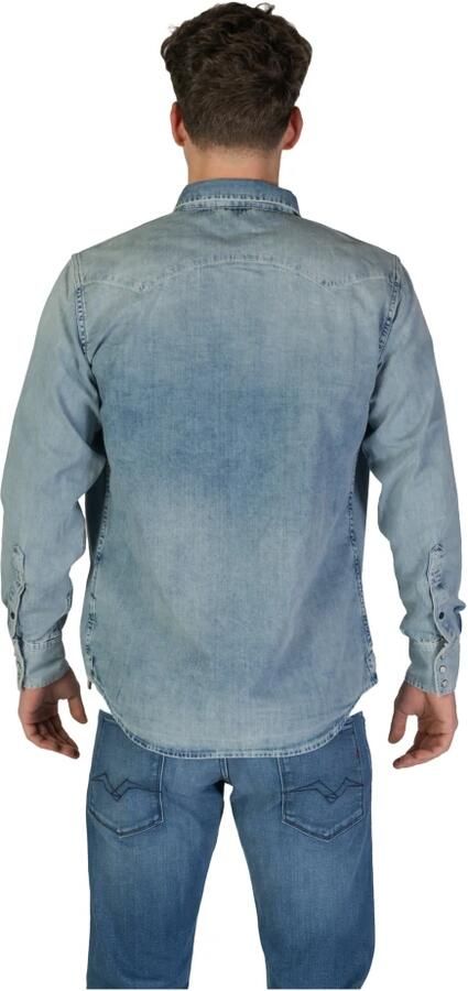 Replay Regular fit jeansoverhemd met opgestikte paspelzakken op de borst - Foto 2