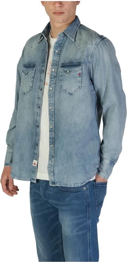 Replay Regular fit jeansoverhemd met opgestikte paspelzakken op de borst