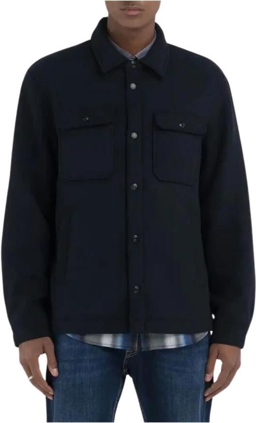 REPLAY overshirt met wol donkerblauw - Foto 3