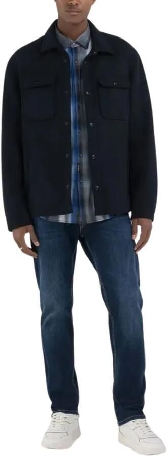 REPLAY overshirt met wol donkerblauw - Foto 2