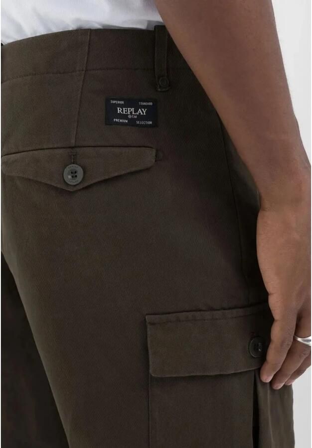 Replay Regular fit cargobroek met knoopsluiting - Foto 2