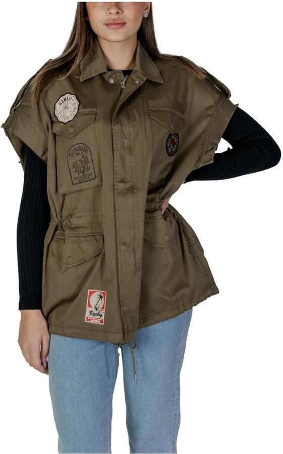 Replay Long Sleeve Cotton Shirt Green Dames