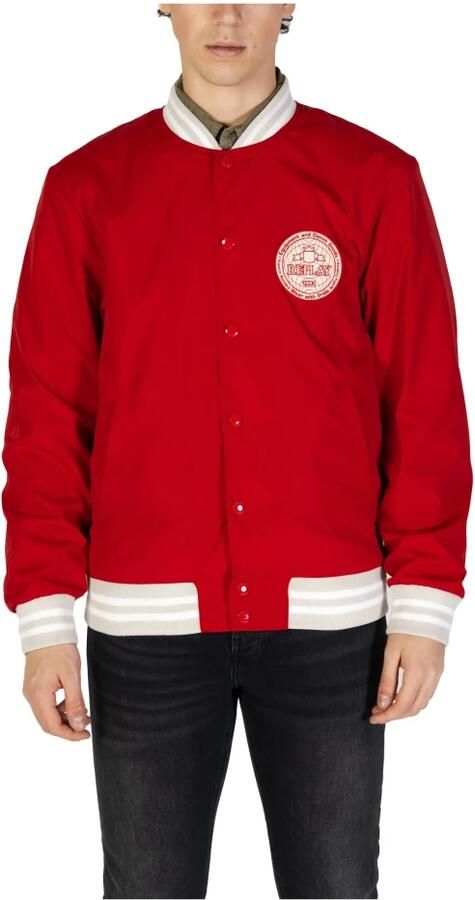 Replay Rode Effen Blazer met Rits Red Heren - Foto 4