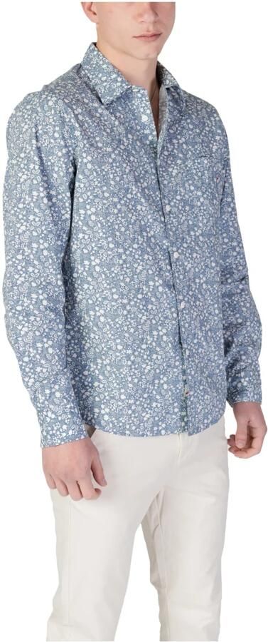 Replay Shirt met Lange Mouwen en Bloemenpatroon Blue Heren