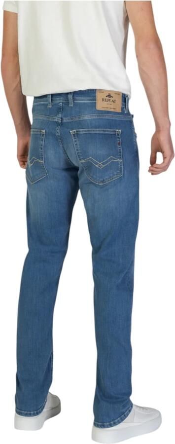 Replay Blauwe Katoenen Regular Loose Jeans Collectie Blue Heren