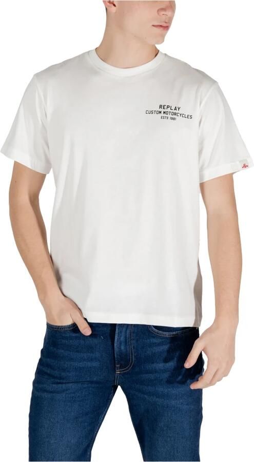 Replay Stijlvol Bedrukt Katoenen T-shirt White Heren - Foto 3