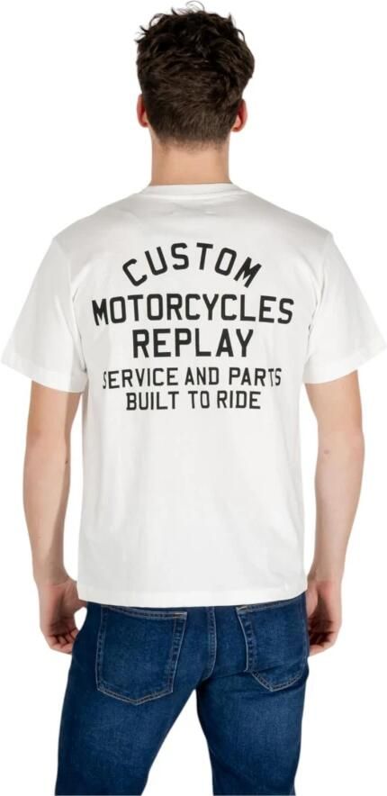 Replay Stijlvol Bedrukt Katoenen T-shirt White Heren