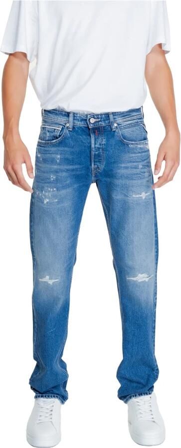 Replay Straight fit jeans in destroyed-look model 'GROVER' - Foto 4