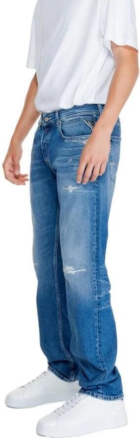 Replay Straight fit jeans in destroyed-look model 'GROVER' - Foto 3