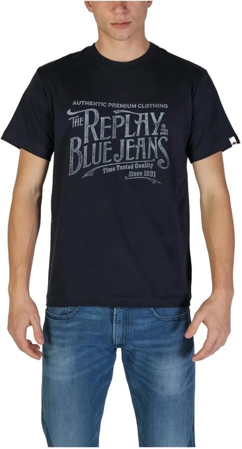 Replay Blauw Katoenen T-Shirt Korte Mouw Blue Heren - Foto 3