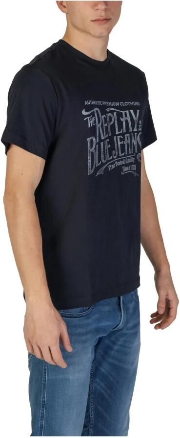 Replay Blauw Katoenen T-Shirt Korte Mouw Blue Heren - Foto 2