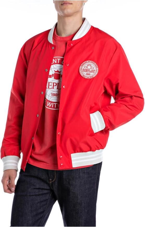 Replay Rode Effen Blazer met Rits Red Heren