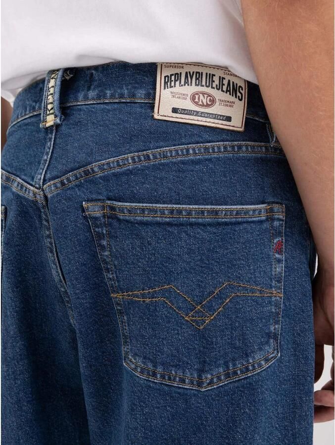 Replay Blauwe Straight Jeans van Katoenmix Blue Heren