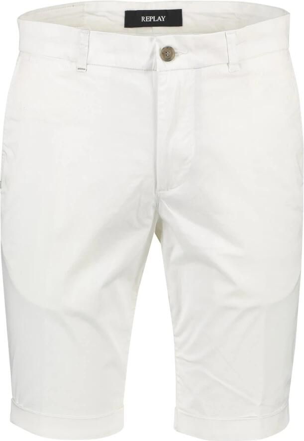 Replay Witte Slim Fit Katoenen Shorts White Heren
