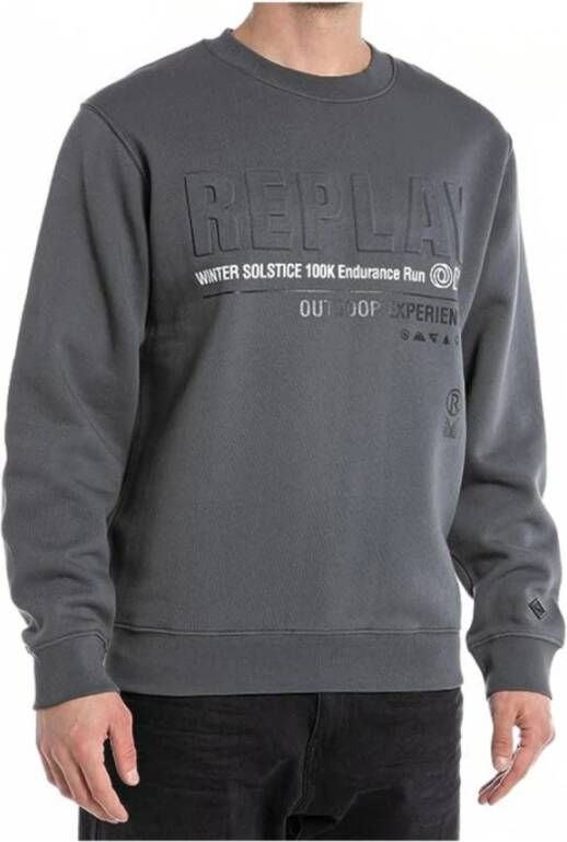 Replay Outdoor Print Crewneck Sweatshirt Grijs Heren