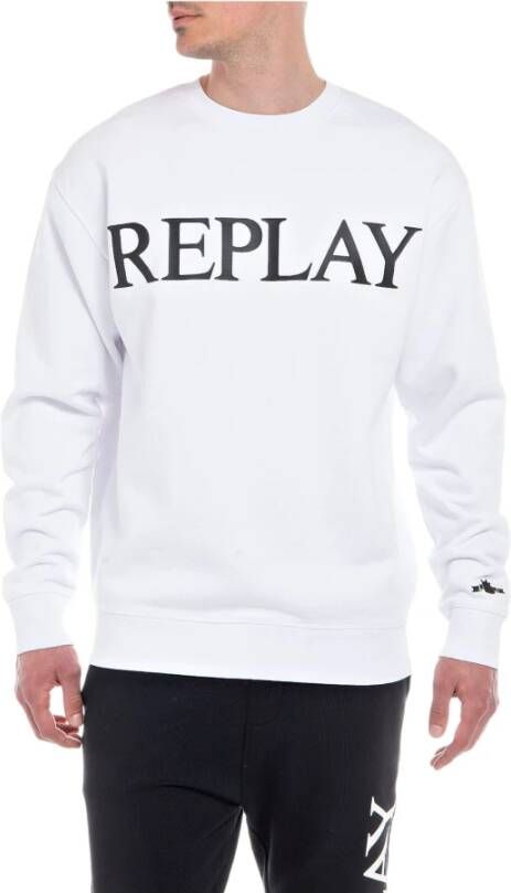 Replay Comfortabele en stijlvolle crewneck sweatshirt White Heren