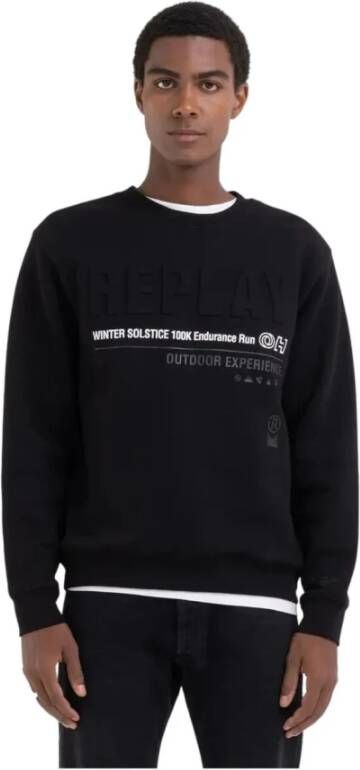 Replay Outdoor Print Crewneck Sweatshirt Black Heren