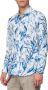 Replay Cotton Flamed Foliage Shirt Blue Heren - Thumbnail 1