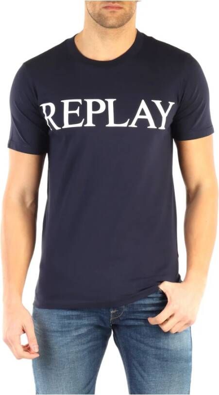 Replay Korte Mouw T-Shirt Blue Heren