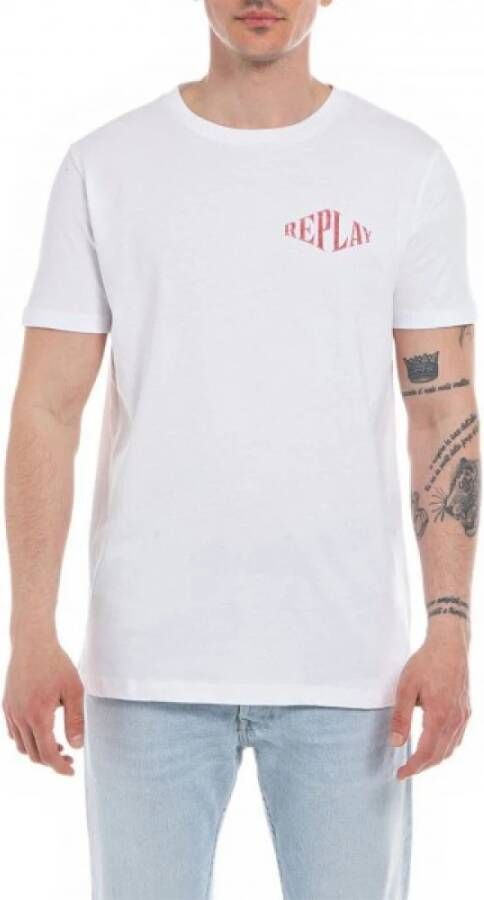 Replay Jersey Retro Print T-Shirt White Heren