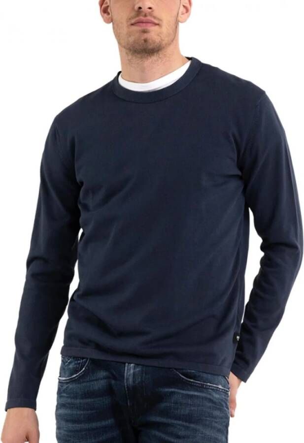 Replay Regular Fit Trui Blue Heren